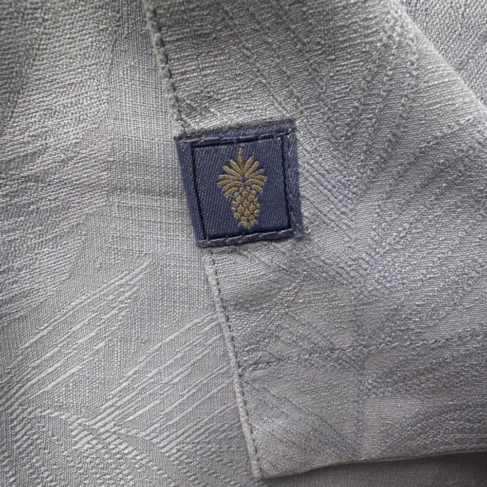 Tommy Bahama 109% Silk Camp Shirt Mens 4XB Blue Jacquard Leaf Short Sleeve - Picture 7 of 15